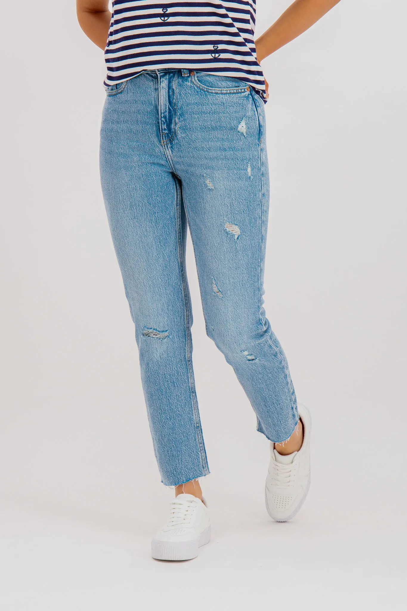 Emily Light Denim Blue Jeans Modern Fit Stretchable Waist