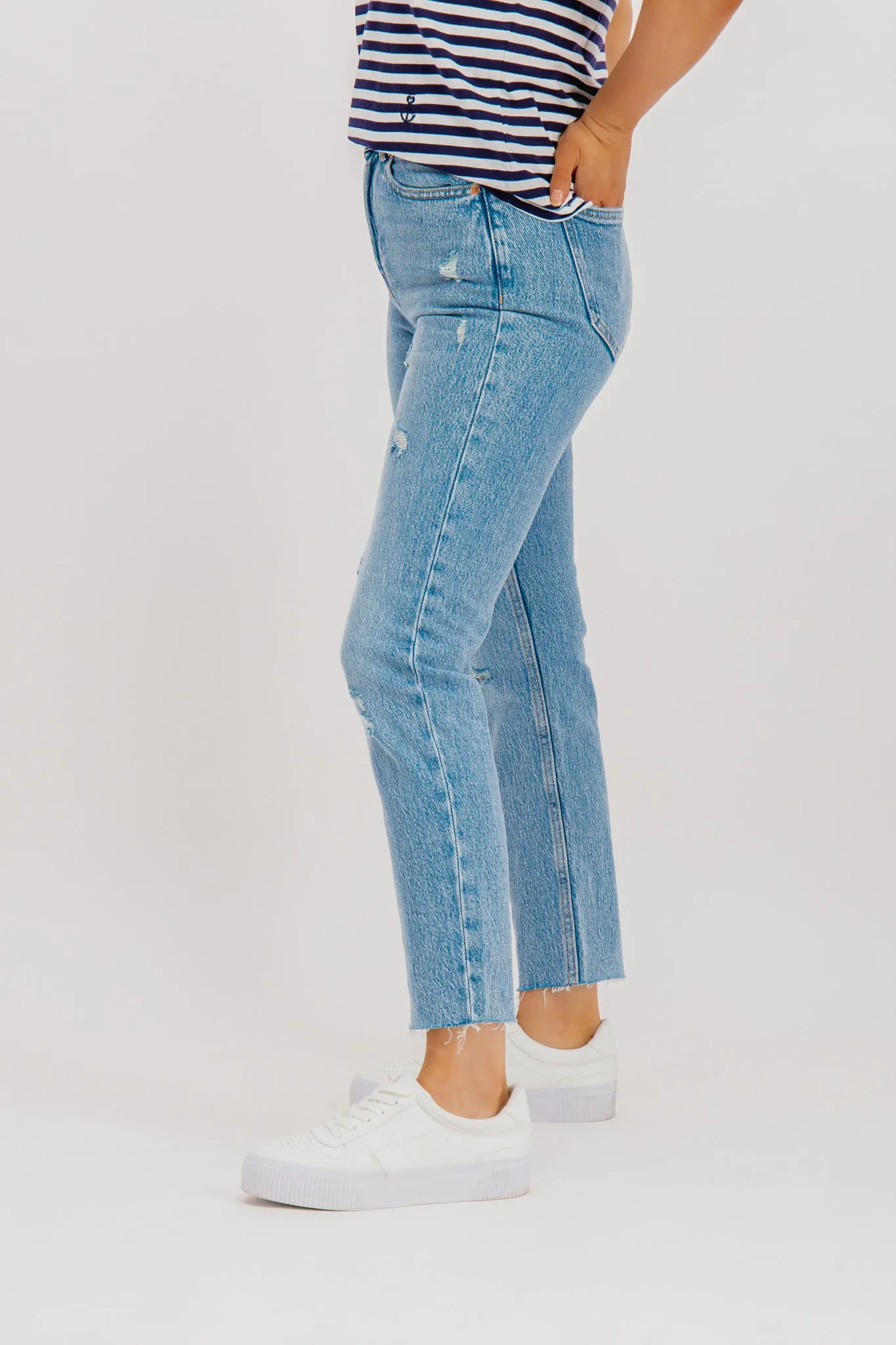 Emily Light Denim Blue Jeans Non slip grip Functional Ease
