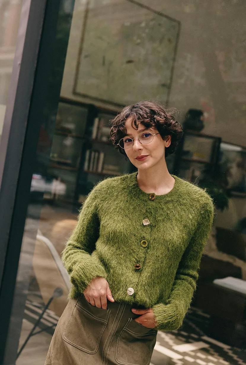 City Wear City Style Brayden Alpaca Cardigan - Olive Green