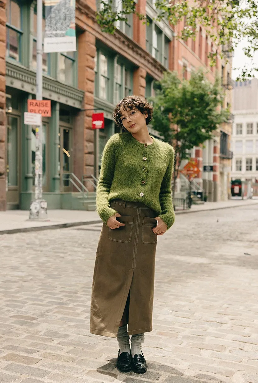 Brayden Alpaca Cardigan - Olive Green Hidden Pocket System MultiPocketStyle