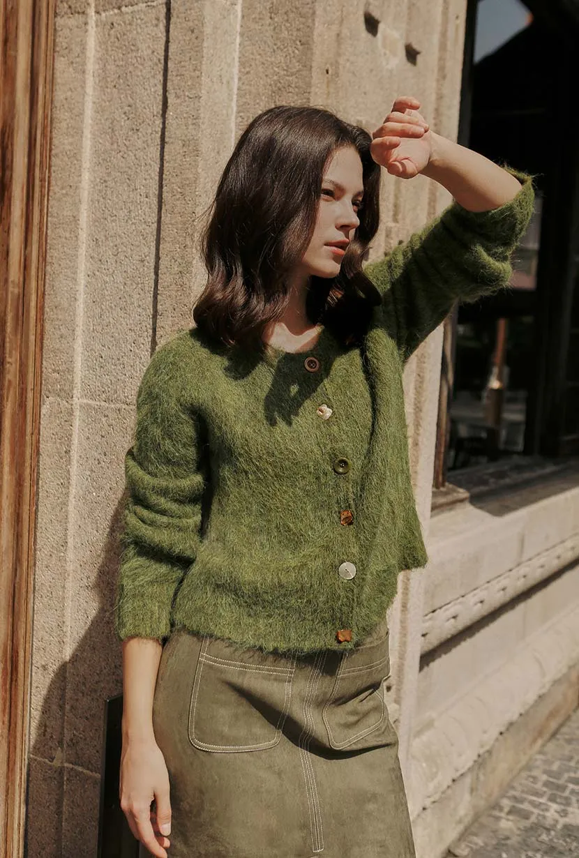 Day To Night Long Sleeves Brayden Alpaca Cardigan - Olive Green