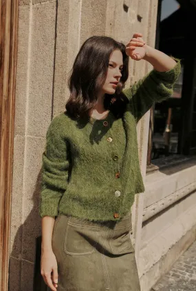 Day To Night Long Sleeves Brayden Alpaca Cardigan - Olive Green
