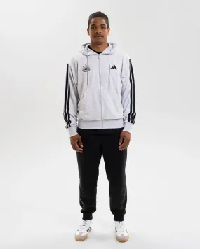 Newcastle United adidas Men's 3-Stripe Light Grey Full Zip Hoodie Knit Design Wear