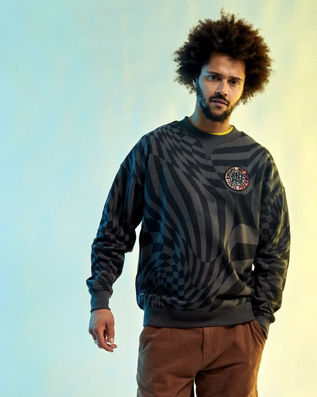 SR Warp - Mens Oversized Sweat - Grey Comfy Performance Fit Cozy Knit Style