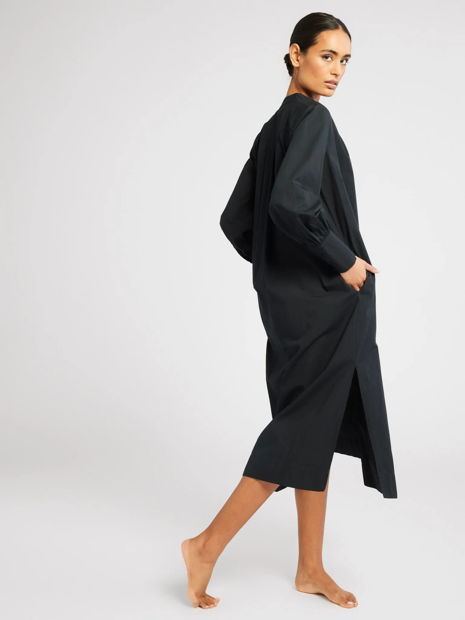 Fold-Over-Detail Everyday Layers Esther Dress in Black