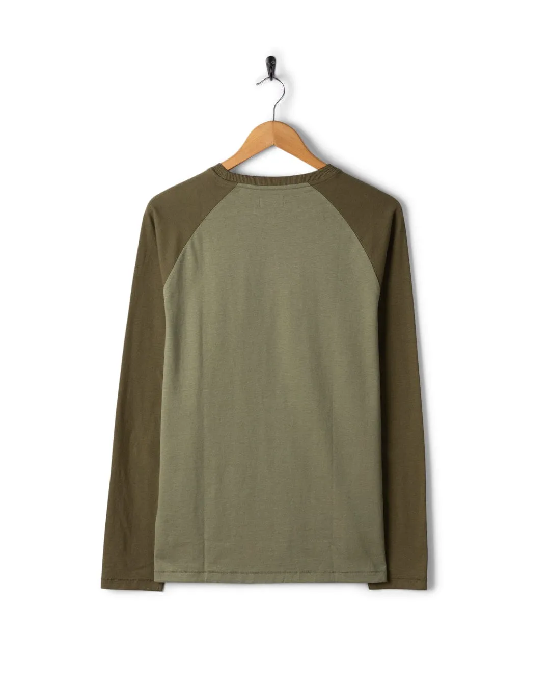 Torn Stripe - Mens Long Sleeve T-Shirt - Green Light and Breathable Ultra Soft Blended Textile