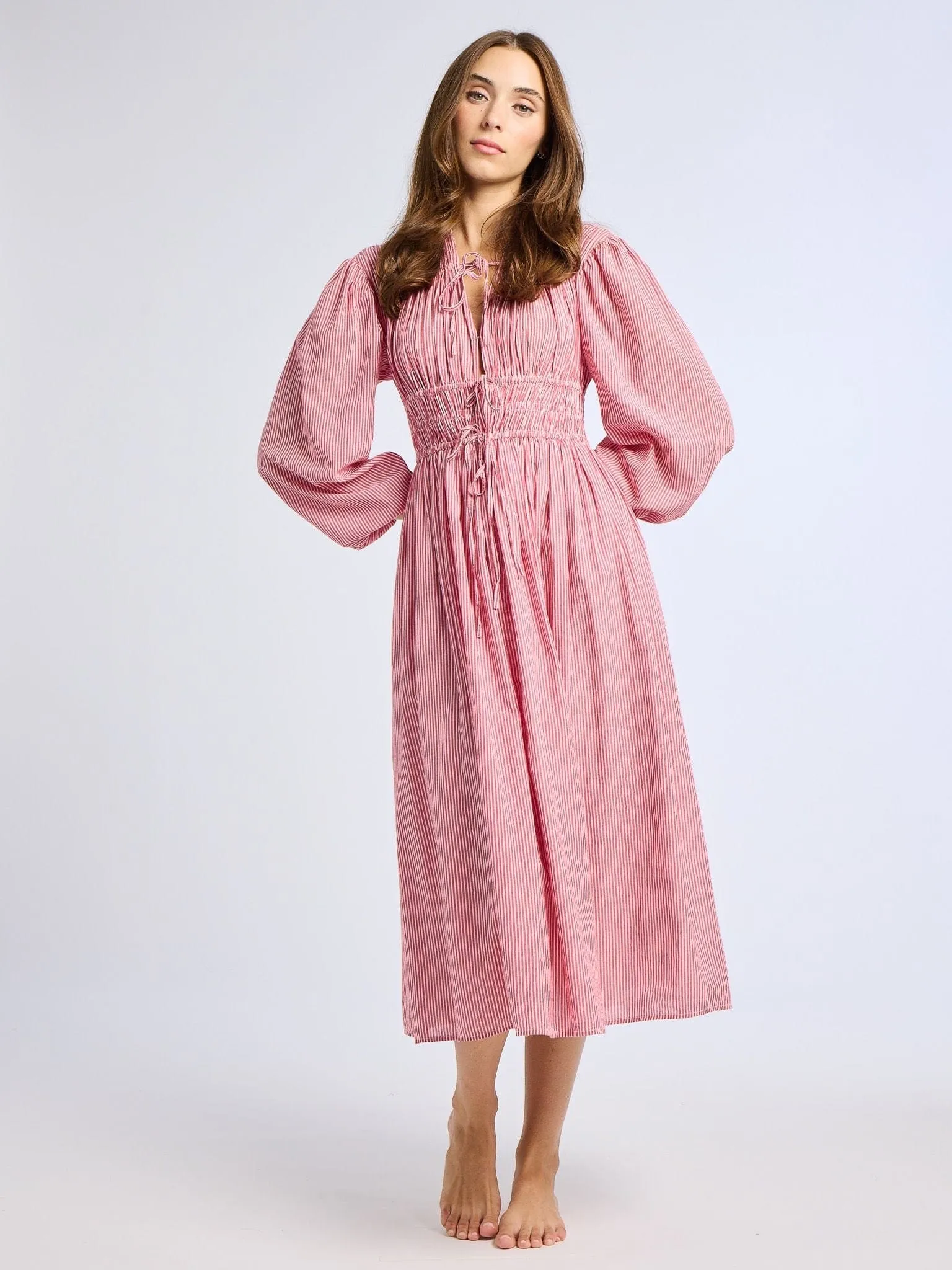 Nora Dress in Tango Stripe Stylish Comfort