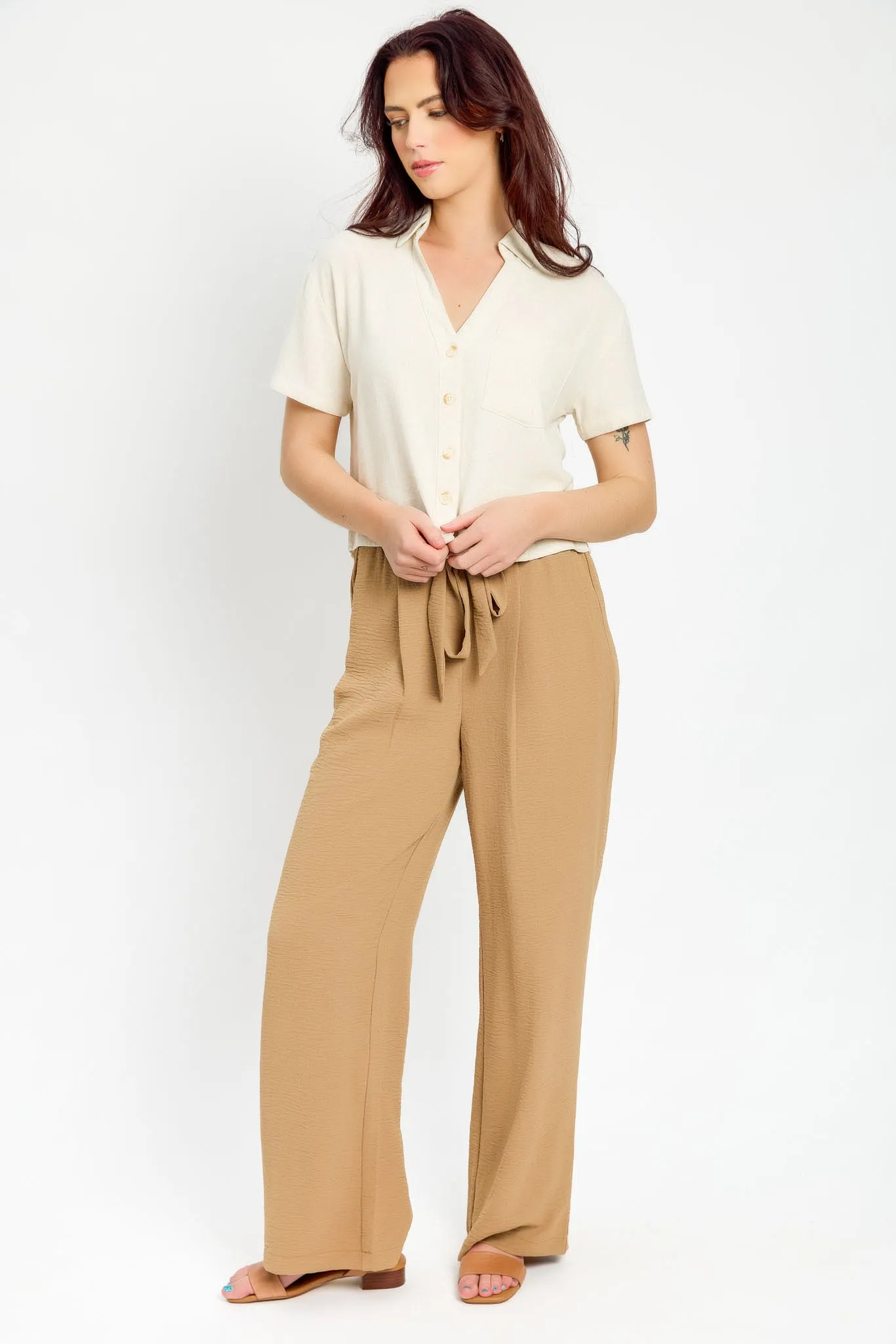 Airflow Wide-Leg Tie-Front Pant Non slip grip