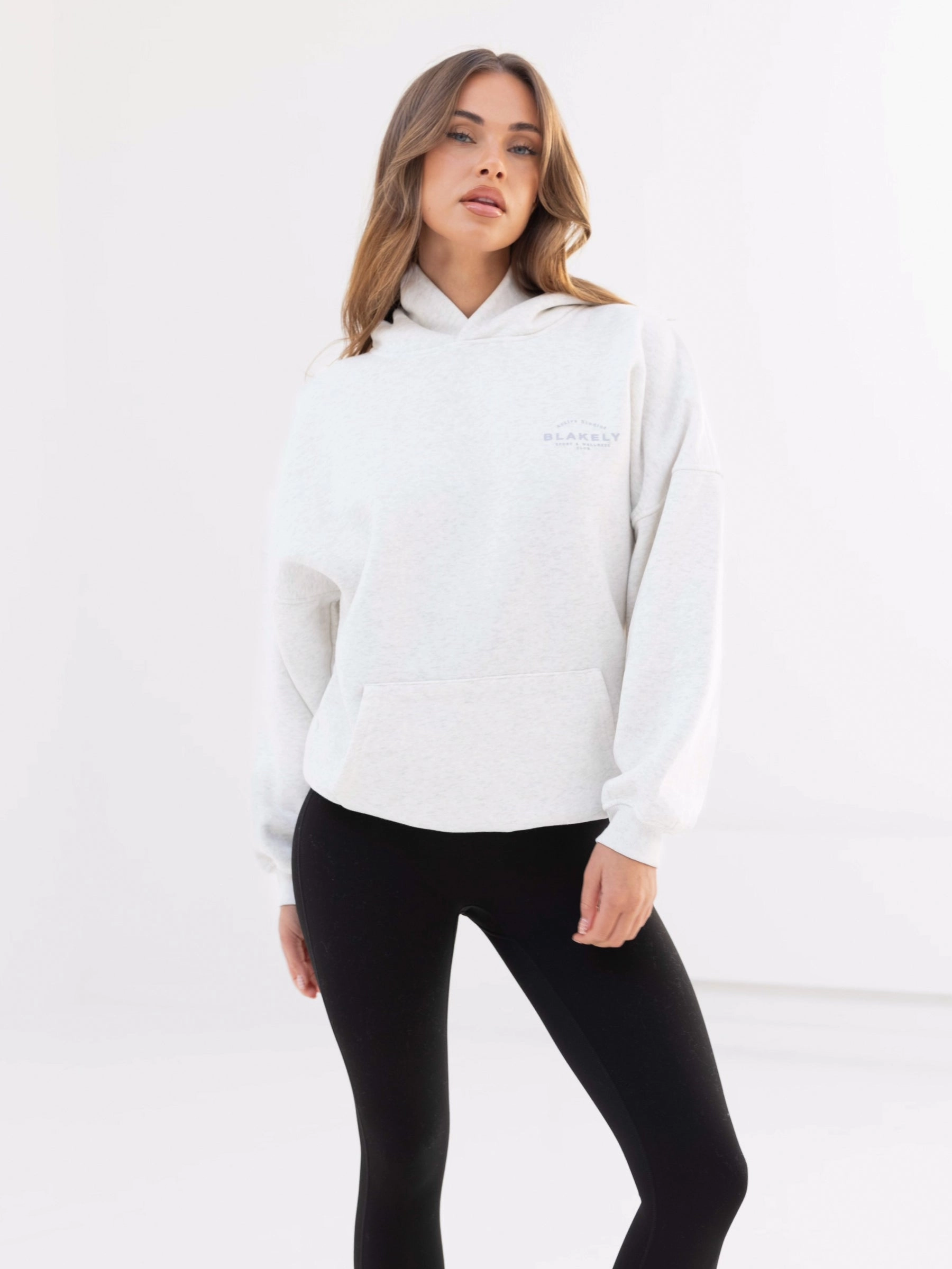 Active Studios Oversized Hoodie - Marl White & Light Violet Stain Protection Heat Transfer Graphics