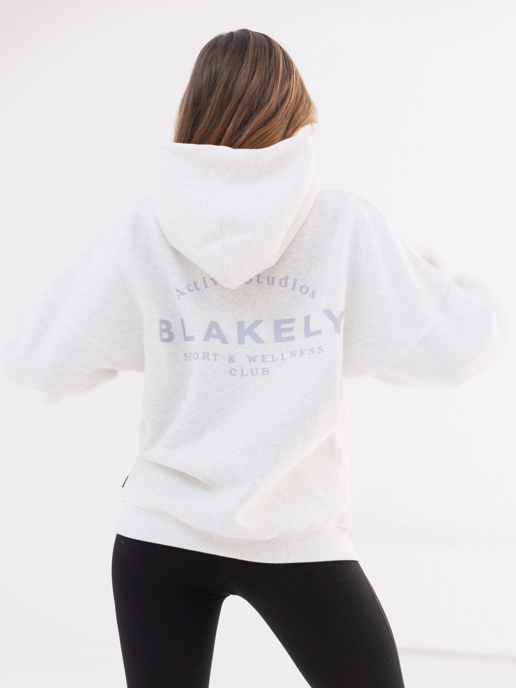 Wool blend Active Studios Oversized Hoodie - Marl White & Light Violet