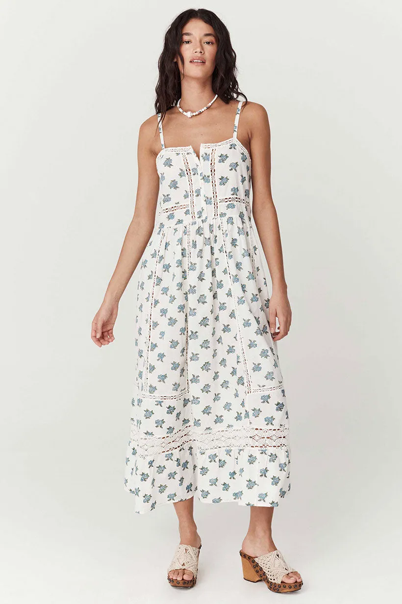 Fable Block Printed Strappy Sundress Buckle-Detail Vibrant Look