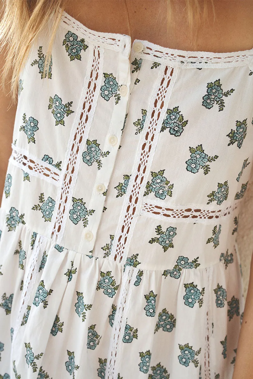 Cool Tone Autumn Mood Fable Block Printed Strappy Sundress