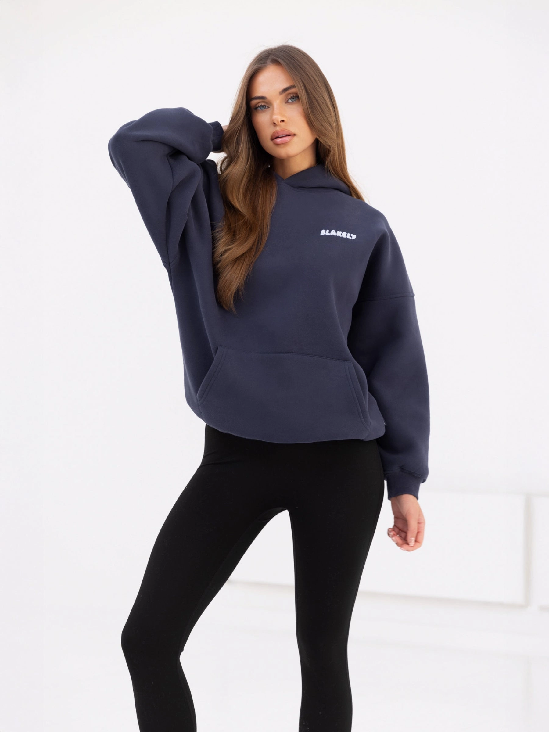 Bee like Flexible Design Cloud  Print Oversized Hoodie - True Navy