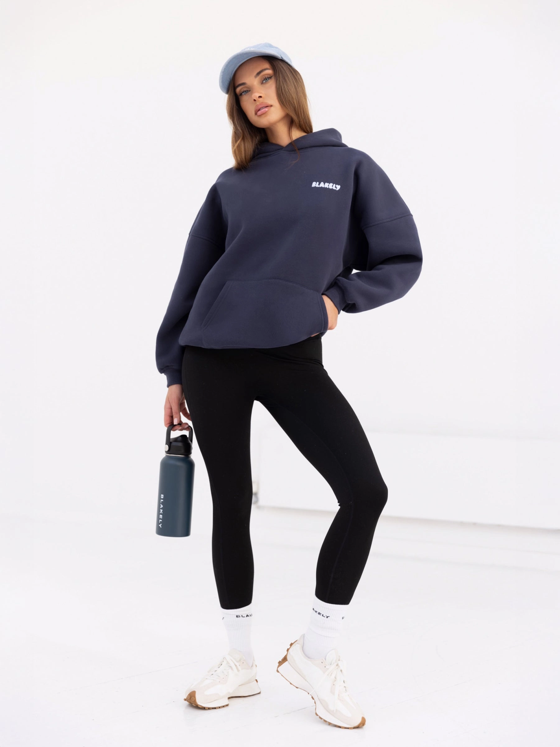 Cloud  Print Oversized Hoodie - True Navy Flex Waist