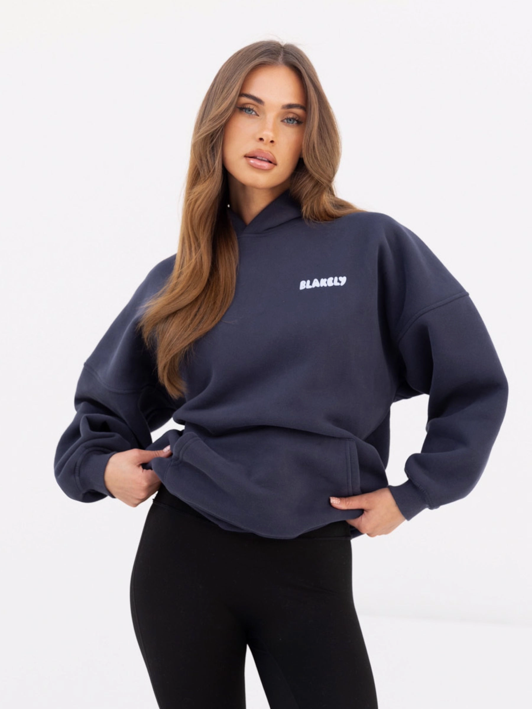 Cloud  Print Oversized Hoodie - True Navy Trendy Outfit