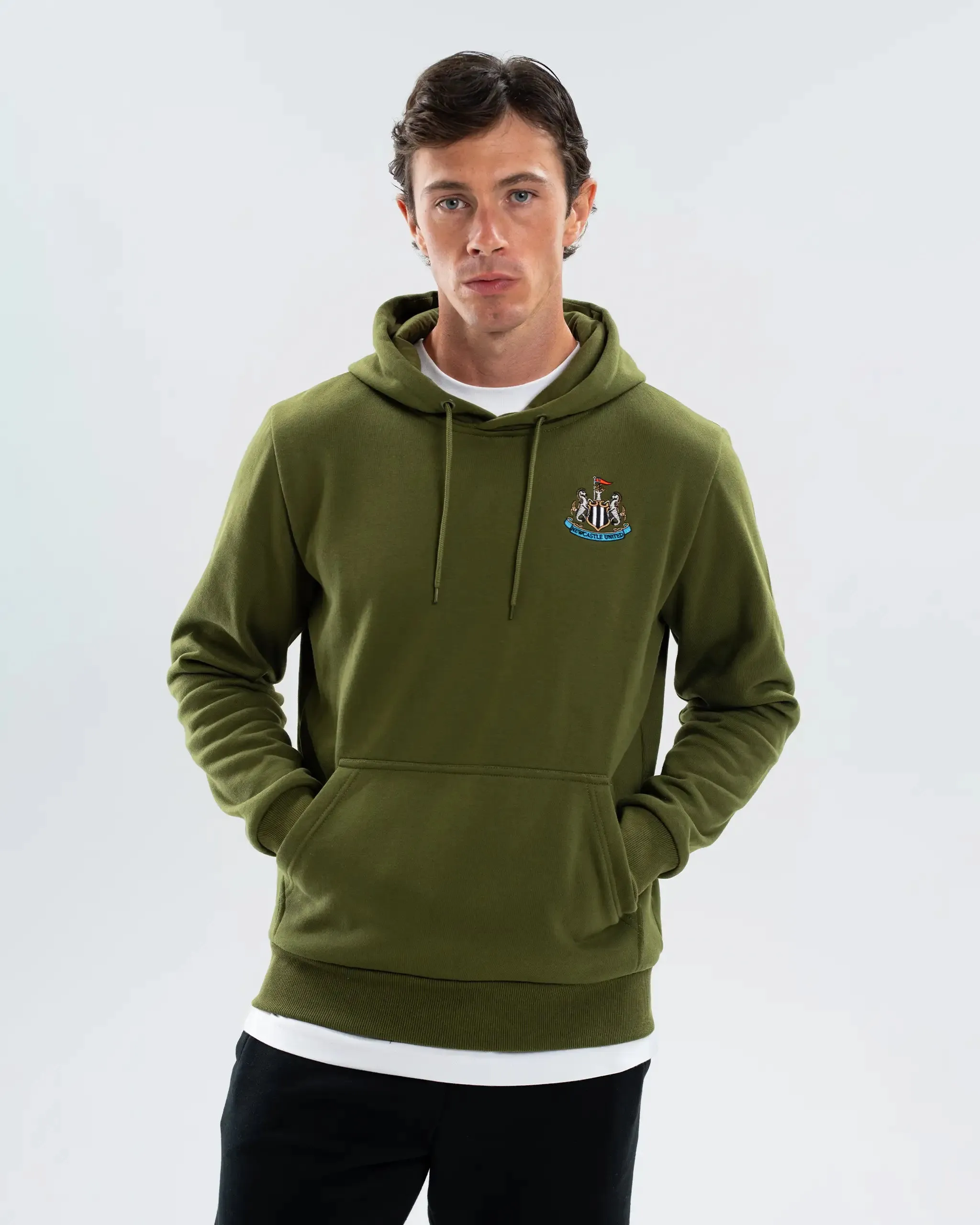 Newcastle United Men's Essentials Range Khaki Hoodie Breathable fabric