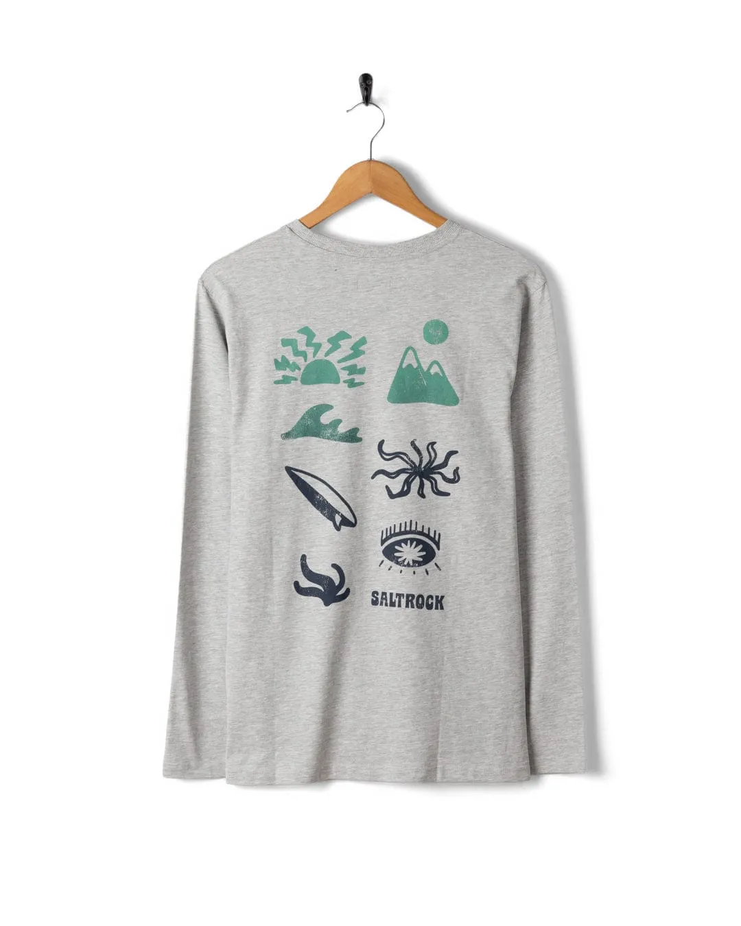 Block Icons Gradient - Mens Long Sleeve T-Shirt - Grey monochromatic
