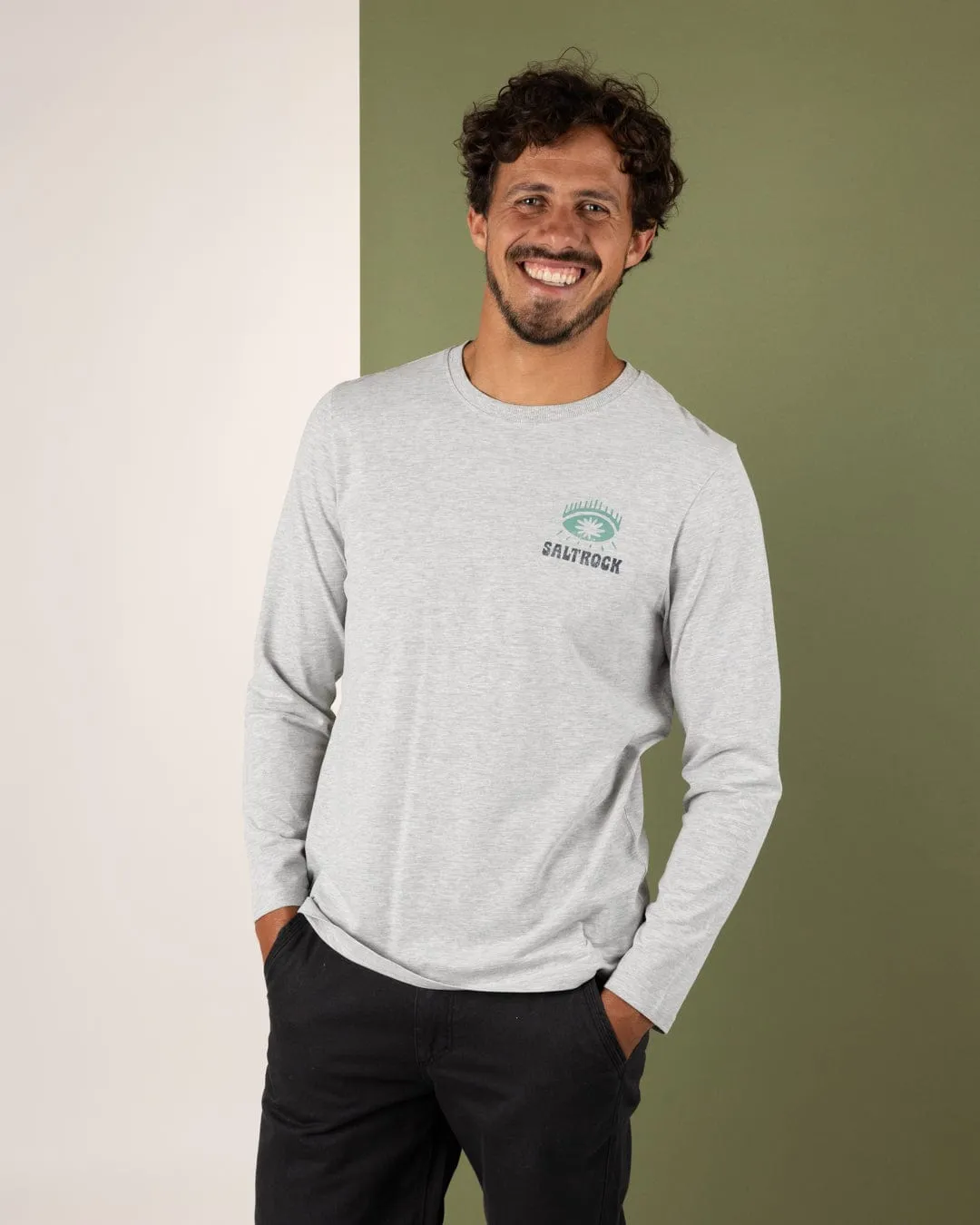 Block Icons Gradient - Mens Long Sleeve T-Shirt - Grey Solid color purity Anti Static Treatment