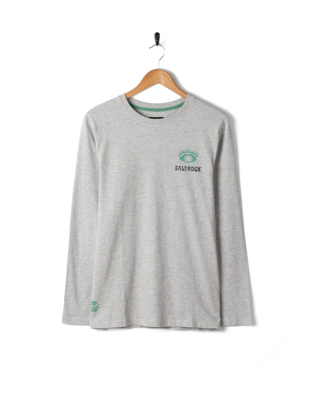 Block Icons Gradient - Mens Long Sleeve T-Shirt - Grey Sporty Flex Tear Resistant Knit
