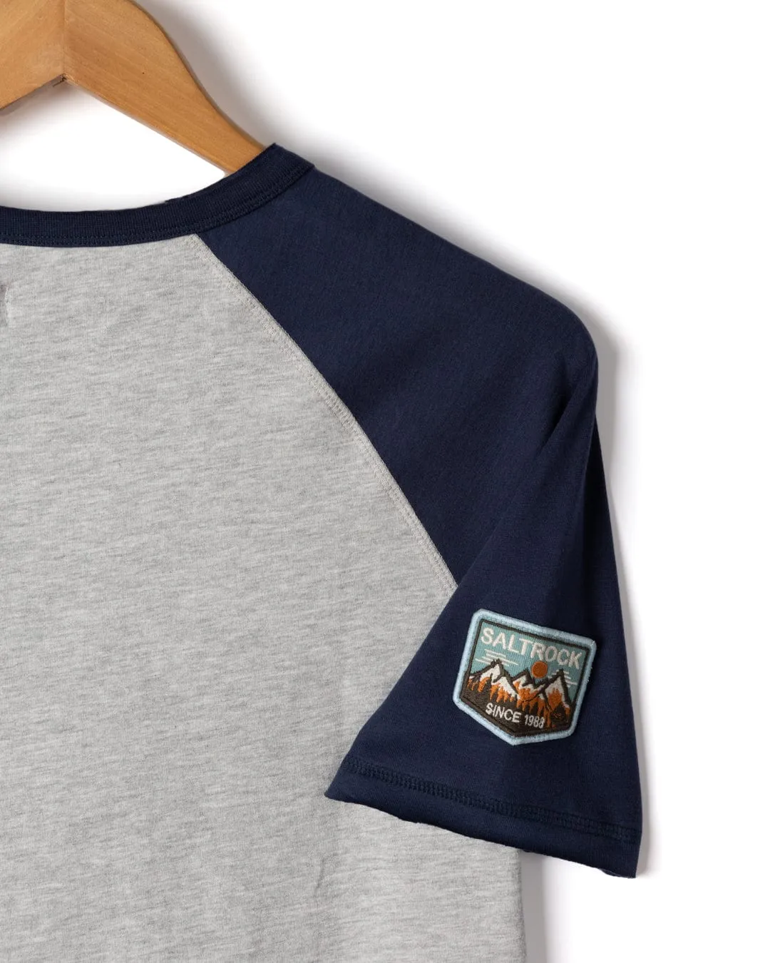 spandex blend Everyday Flex Patch Raglan - Mens Short Sleeve Raglan T-Shirt - Blue/Grey