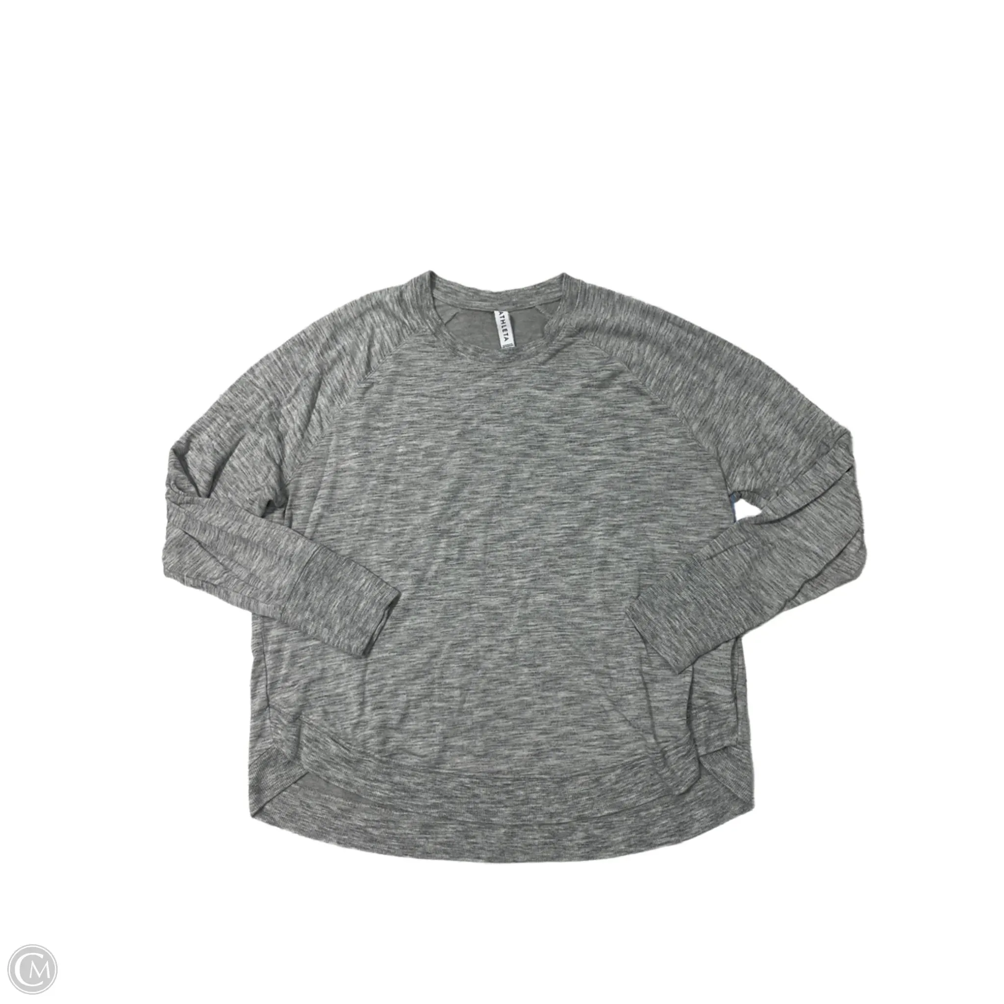 LightweightFabric Trendy Sweater Athletic Top Long Sleeve Crewneck By Athleta In Grey, Size: 1x