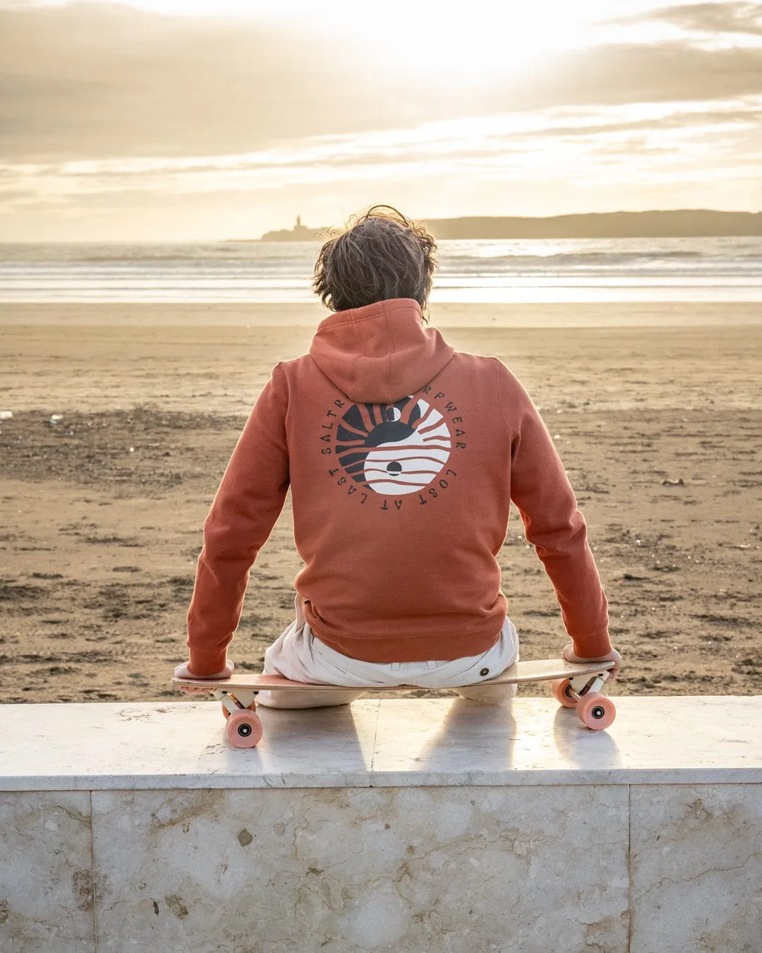 Modern Turtleneck Style Yin Yang Sun - Mens Pop Hood - Orange