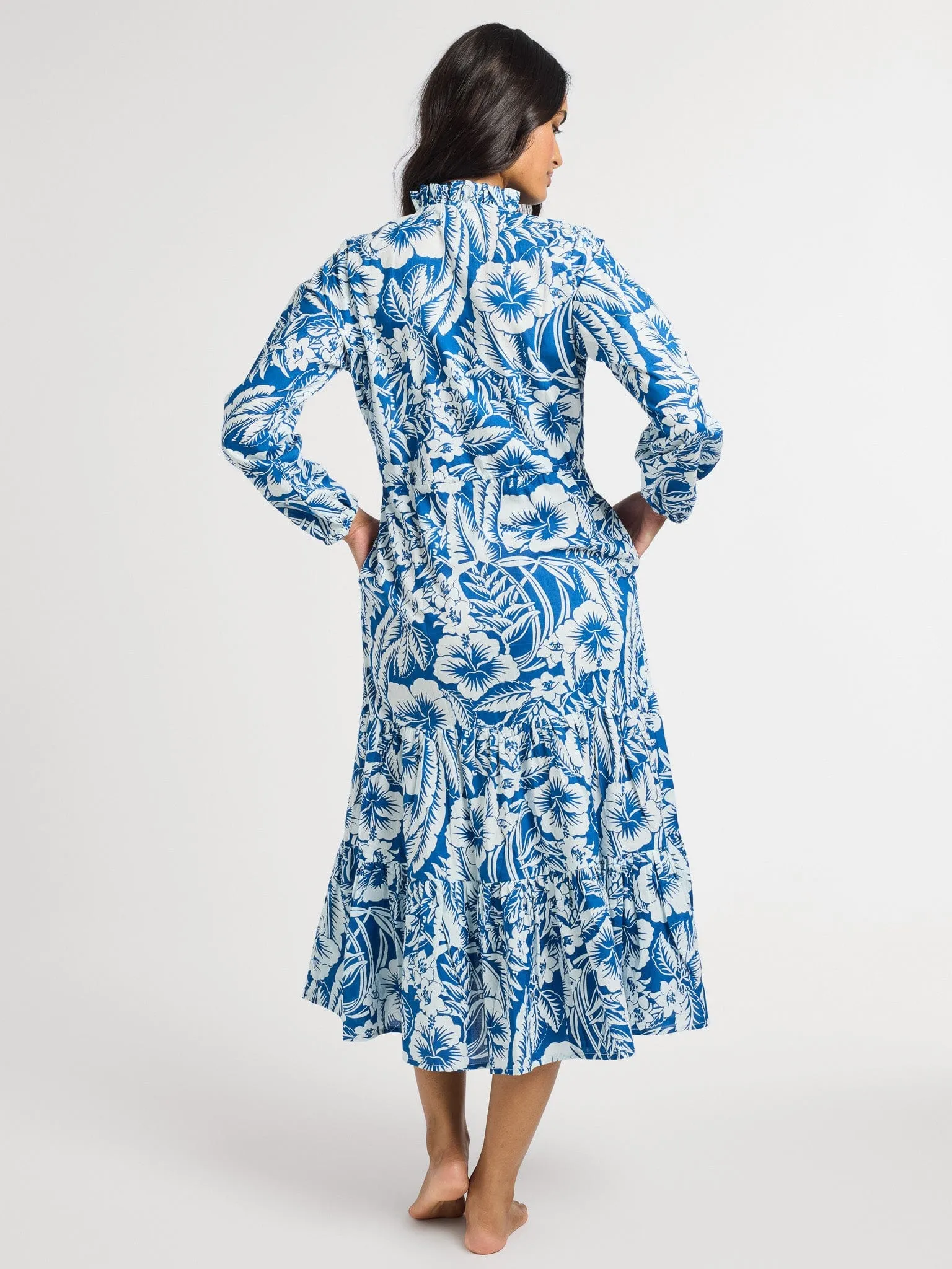 Astrid Dress in Blue Hibiscus Fashionable Design