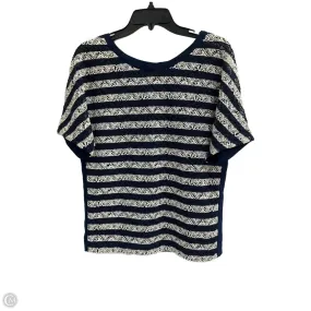 Soft Knit Street Casual Top Short Sleeve Luxury Designer By Louis Vuitton In Blue & Cream, Size: L