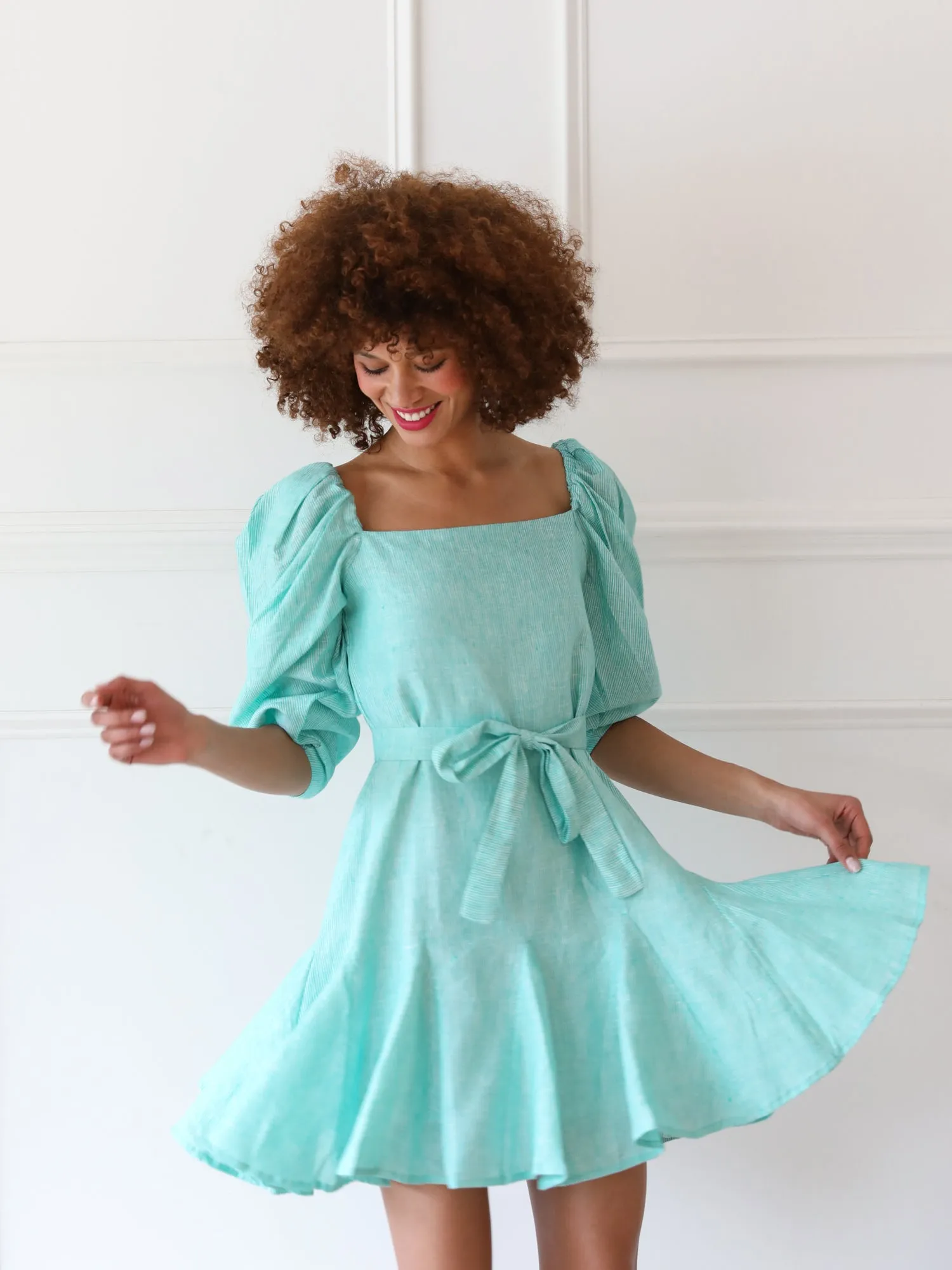 Soft Motion Anais Dress in Green Stripe