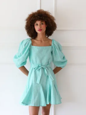 Anais Dress in Green Stripe Urban Edge Silky Form