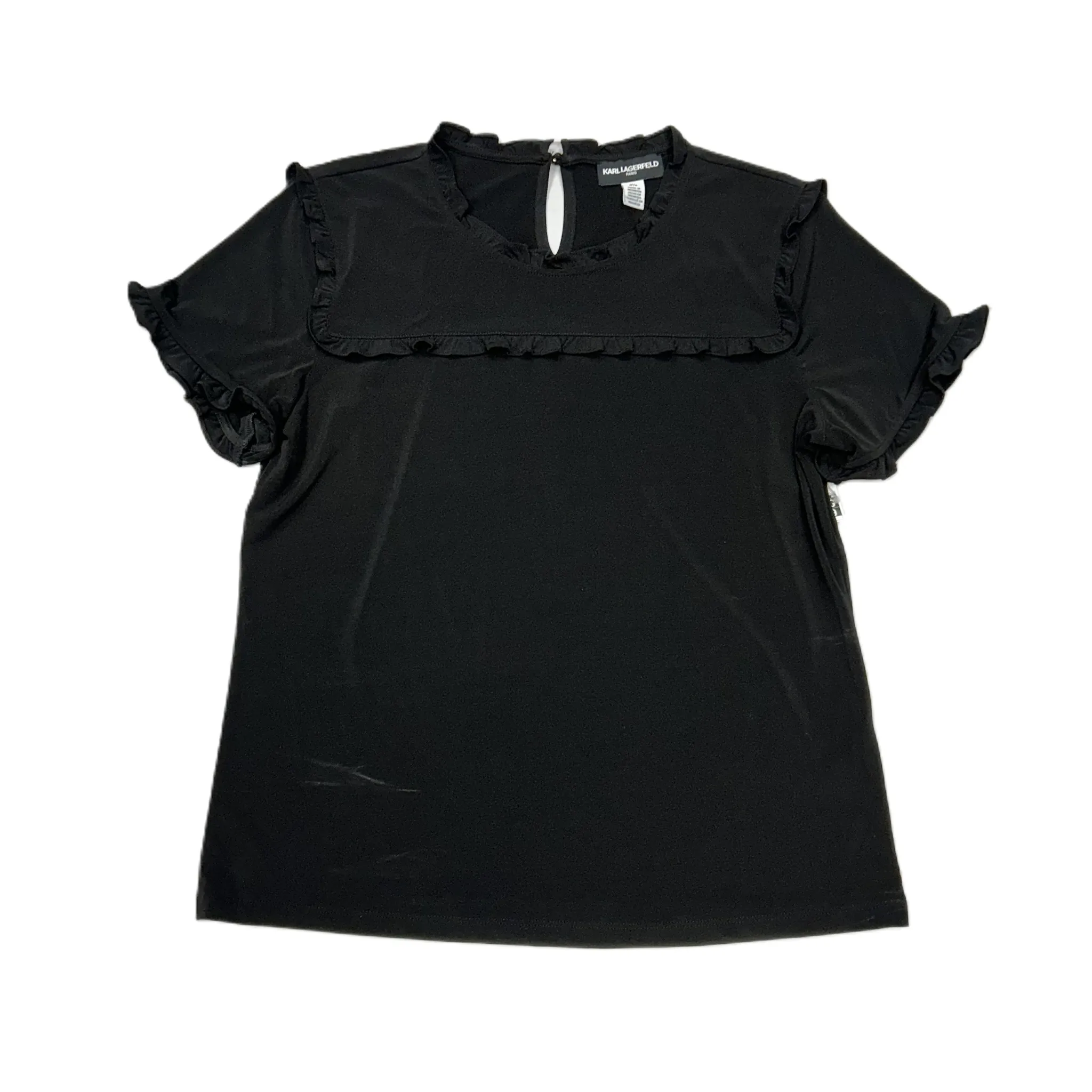 Effortless Design Black Top Short Sleeve Designer By Karl Lagerfeld, Size: M