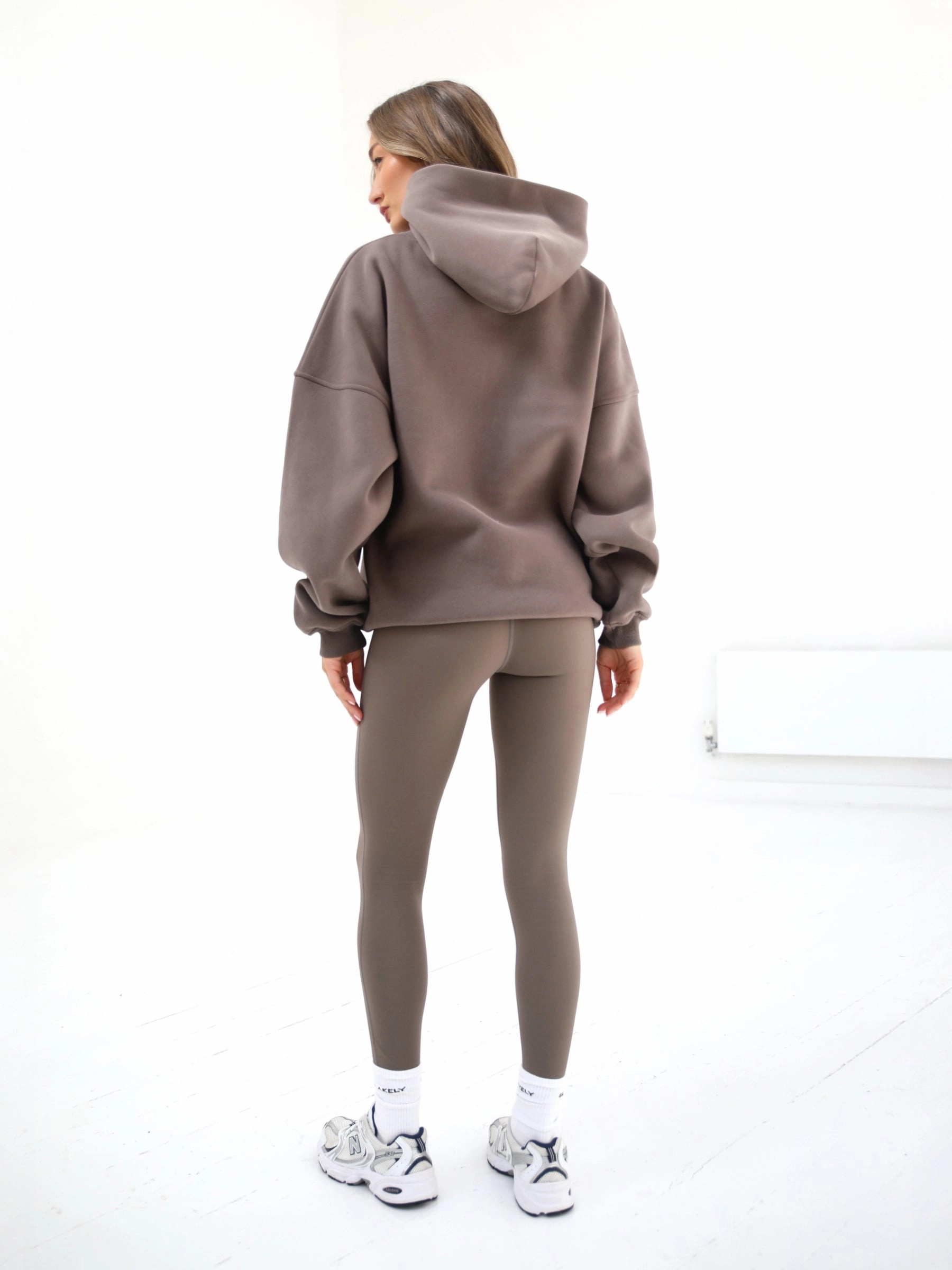 Moisture Wicking Finish Off Duty Oversized Hoodie - Ash Brown