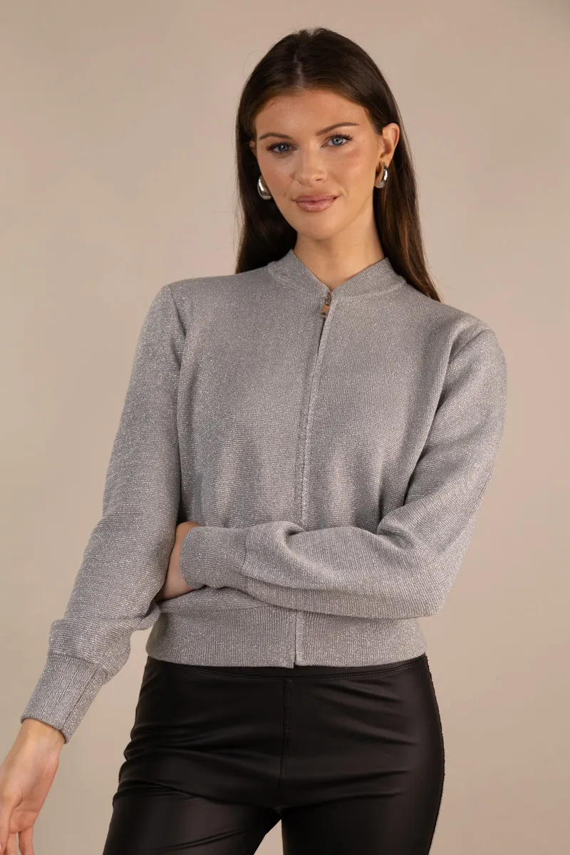Fatuna Silver Grey Bomber Jacket AntiPillingFinish Moisture Managing Layer