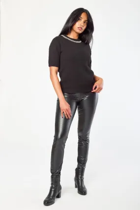 No Ride Fit Flexible Seam Faux Leather High-Rise Skinny Legging