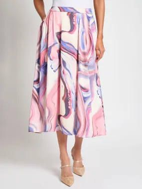 Outfit Mood Split hem Watercolor Crepe de Chine Maxi Skirt - Vanity Fit