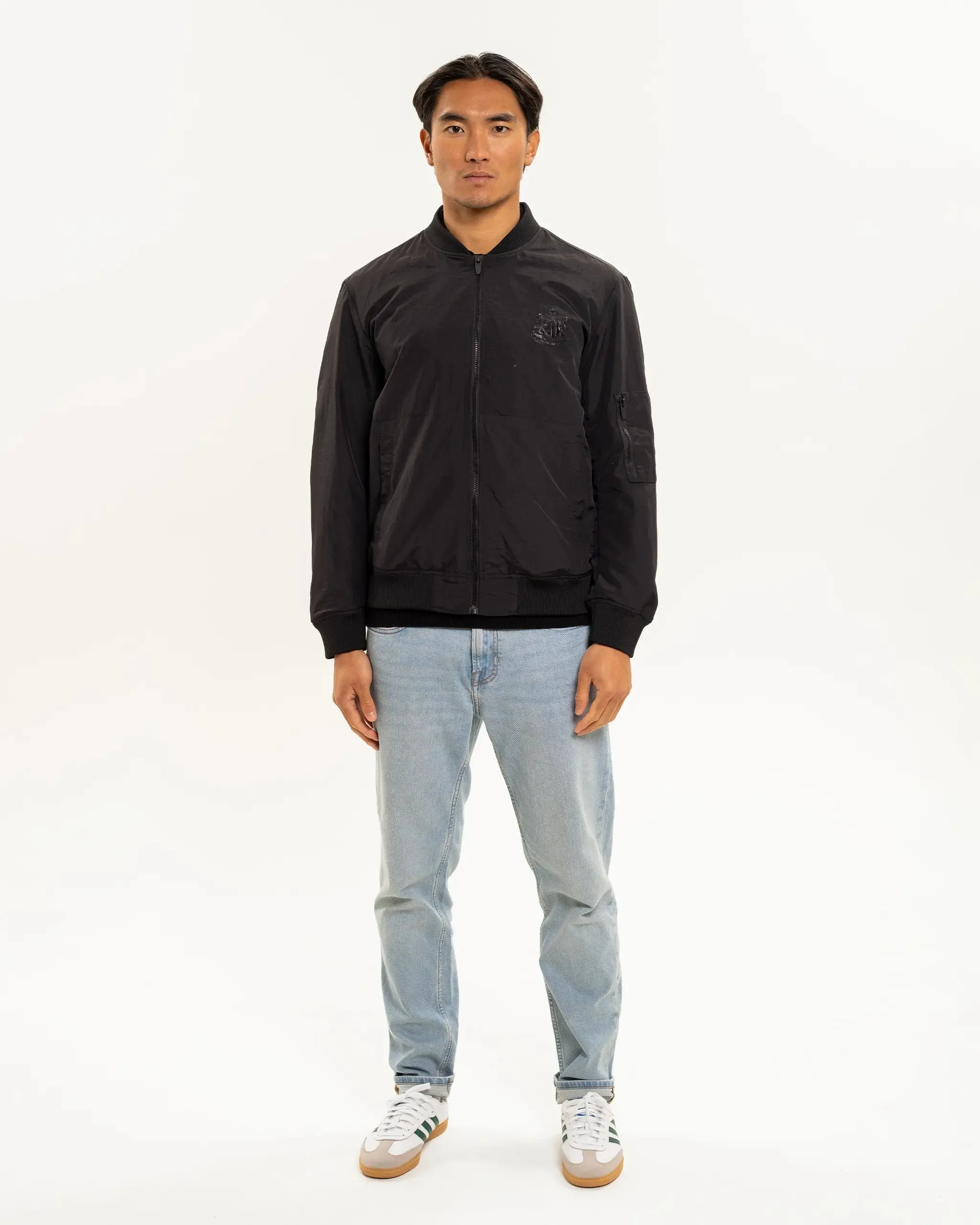 All Weather Protection Roll Up Storage Design Newcastle United Men's Black Nylon Bomber Jacket