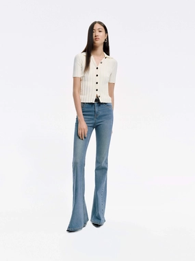 Fitted Ribbed Knit Top Tagless Labeling Layered Knit Technology