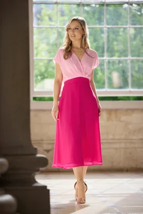Cerise & Pale Pink Two Tone Willow Dress Perfect Style Wear Texture Blend