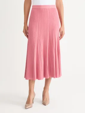 Flared Ribbed Soft Knit Midi Skirt, Honey Suckle - True Fit Cozy Vibes Playful Vibe
