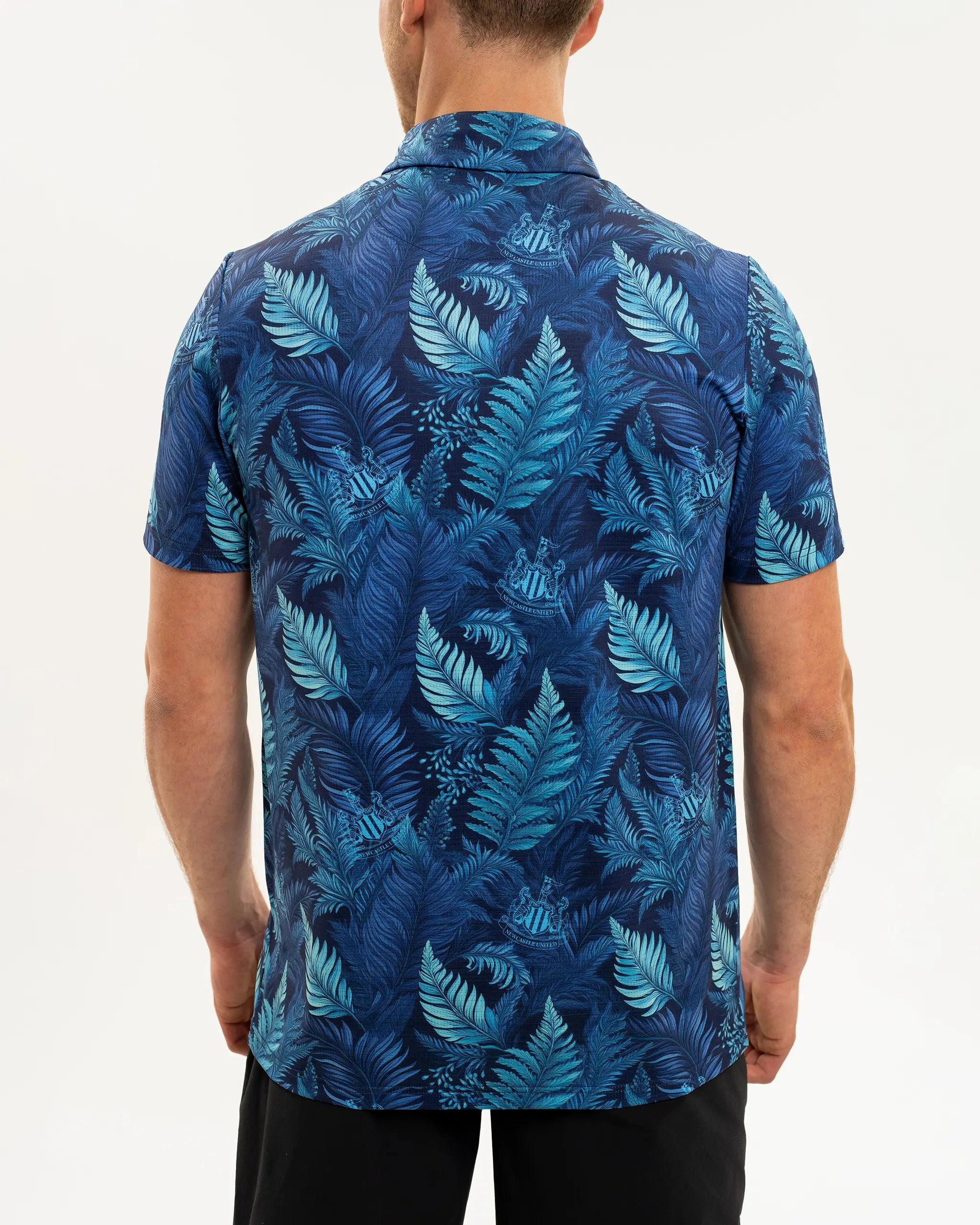 Newcastle United Men's Aqua Feather Polo Shirt Lightweight Weave