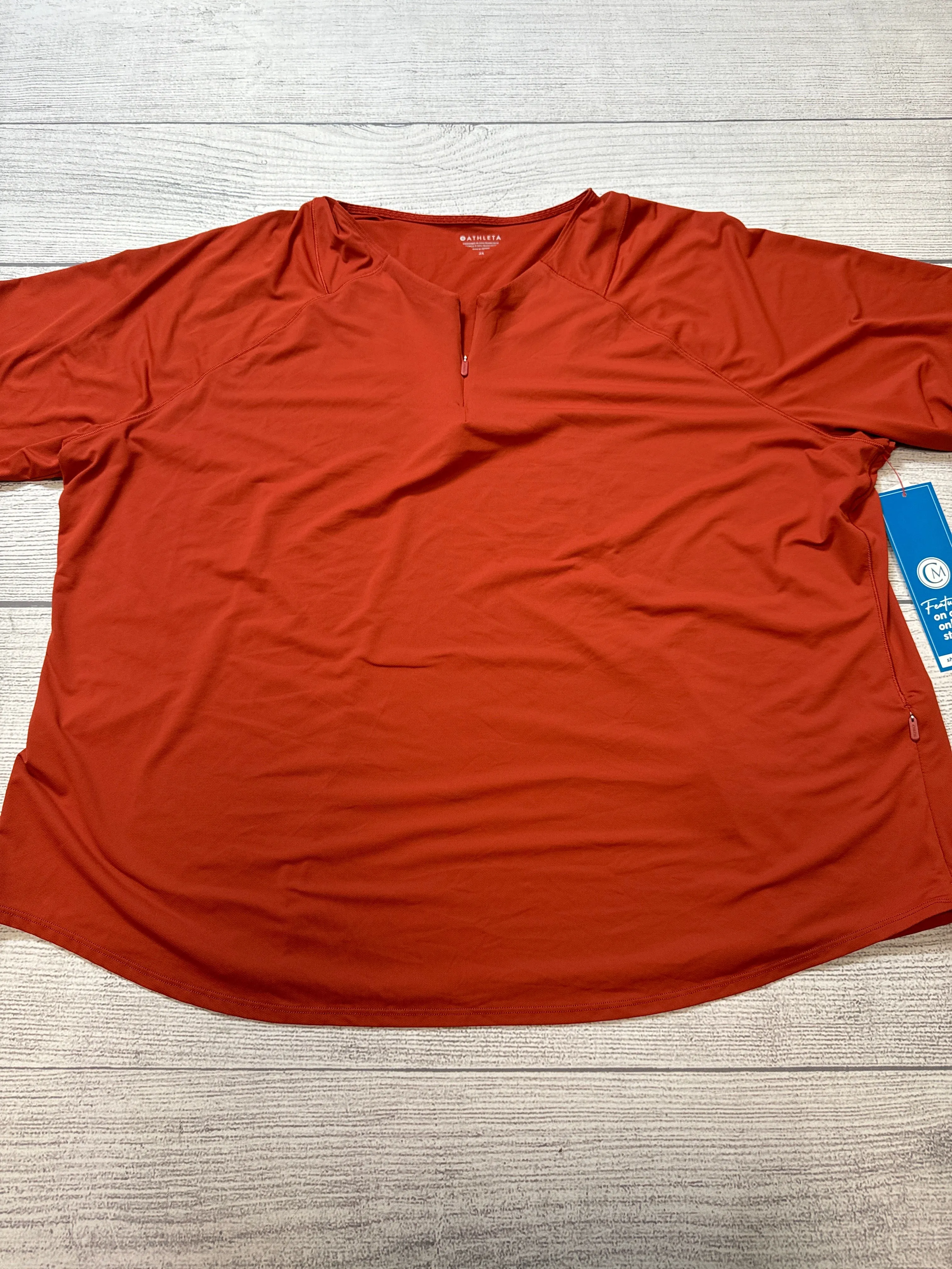Metallic Fiber Blend AdvancedAirflowChannels Athletic Top Short Sleeve By Athleta In Orange, Size: 3x
