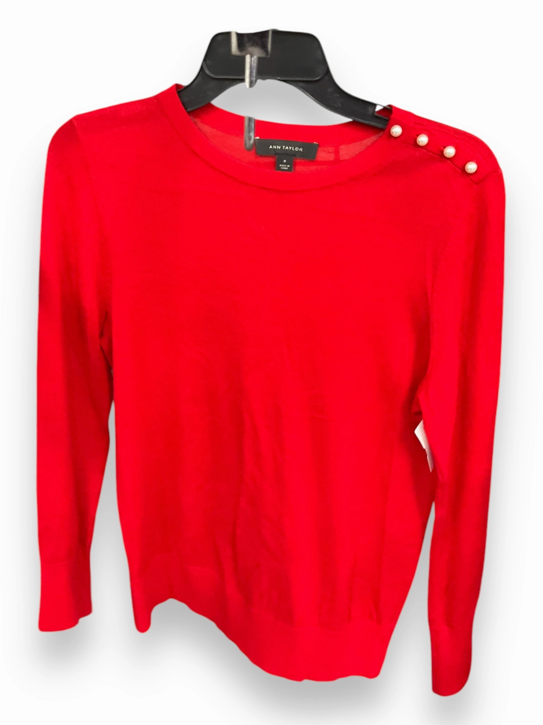 Sweater By Ann Taylor In Red, Size: M BreathableMaterial Elasticized Waistband
