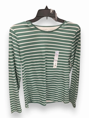 Reflective Trim Details Top Long Sleeve By Croft And Barrow In Green & White, Size: S