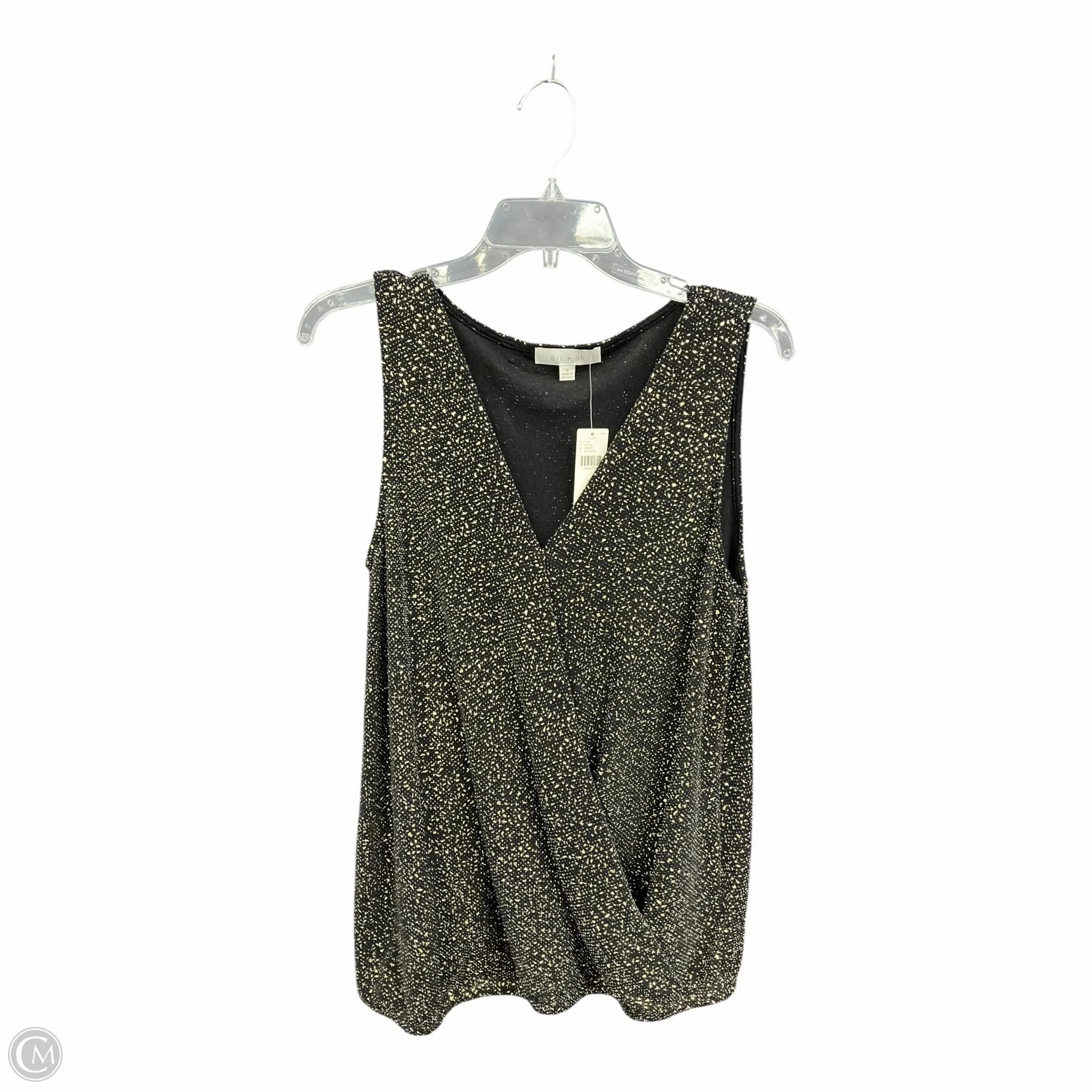 Top Sleeveless By Eri   Ali In Black & Gold, Size: S YarnDyedQuality All Over Print Technique