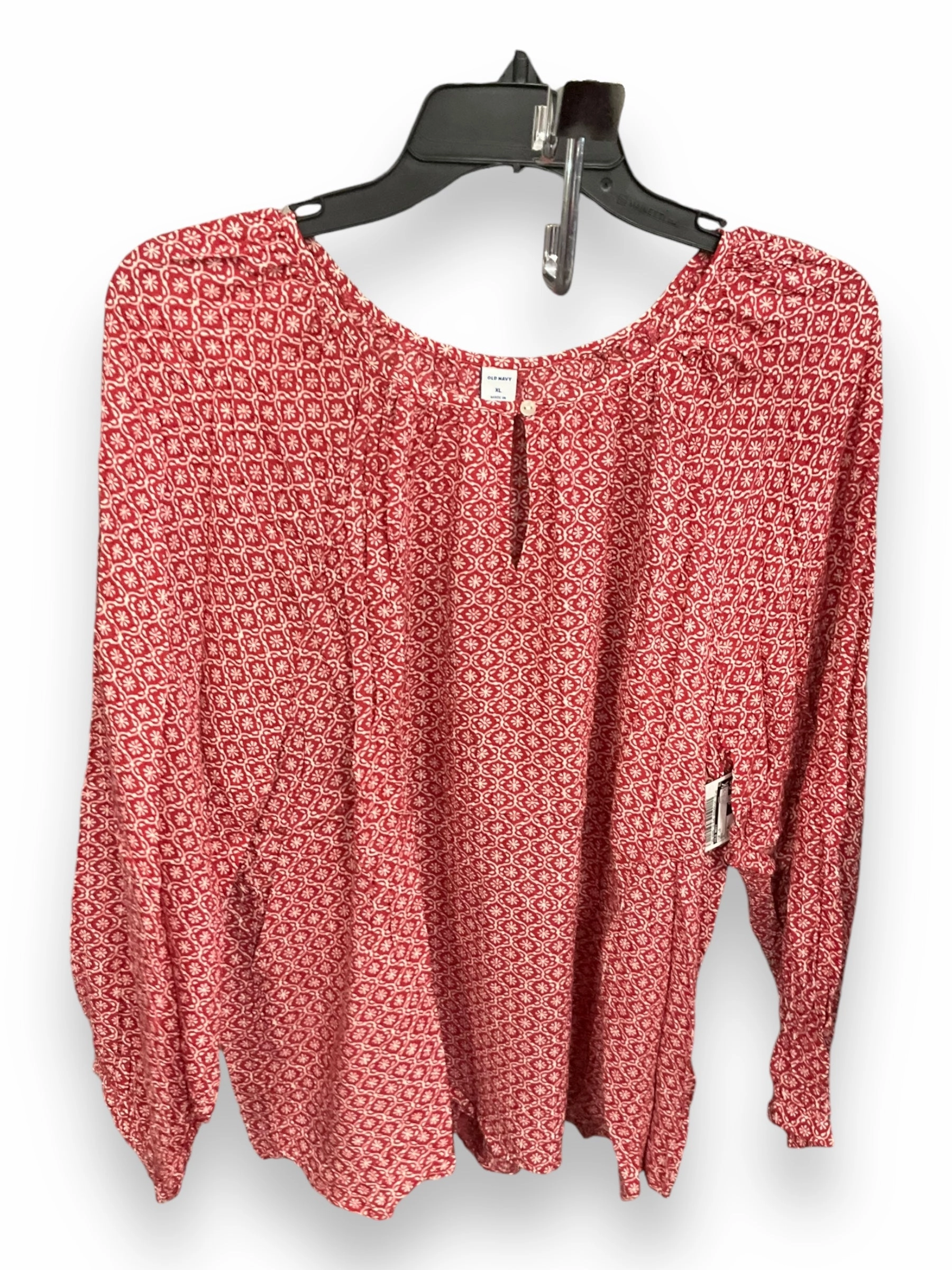 Top Long Sleeve By Old Navy In Red, Size: Xl Compact Stitching