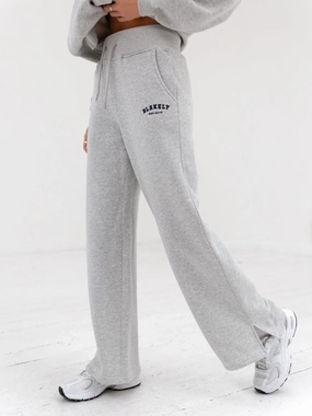 Durable Hemming Chilly Weather Varsity Wide Leg Sweatpants - Marl Grey