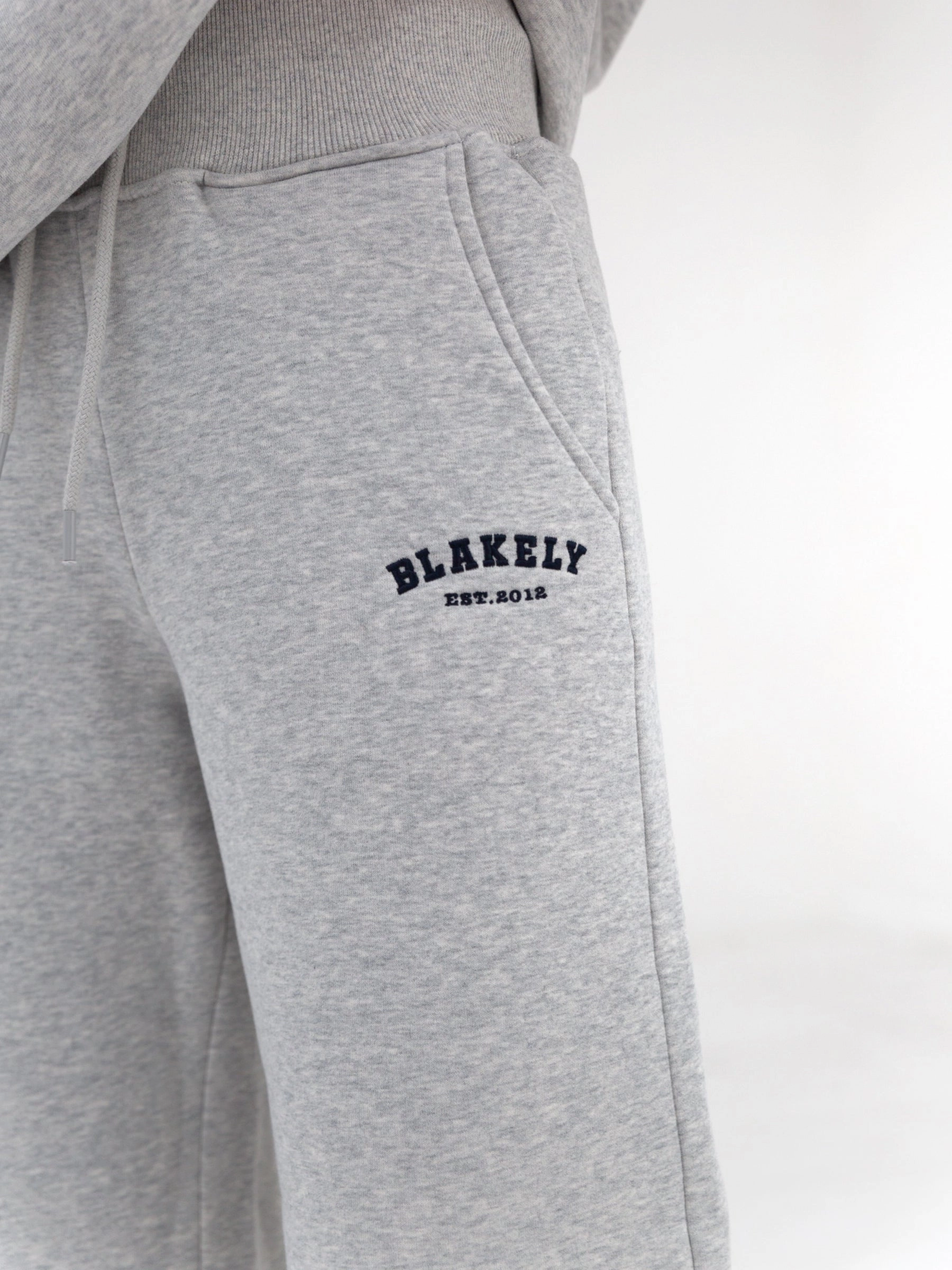 Varsity Wide Leg Sweatpants - Marl Grey Fit Comfort Body Shape