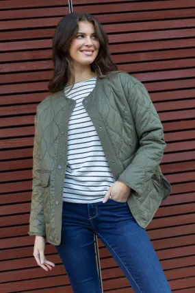 Noelle Green Quilted Jacket Camo Print