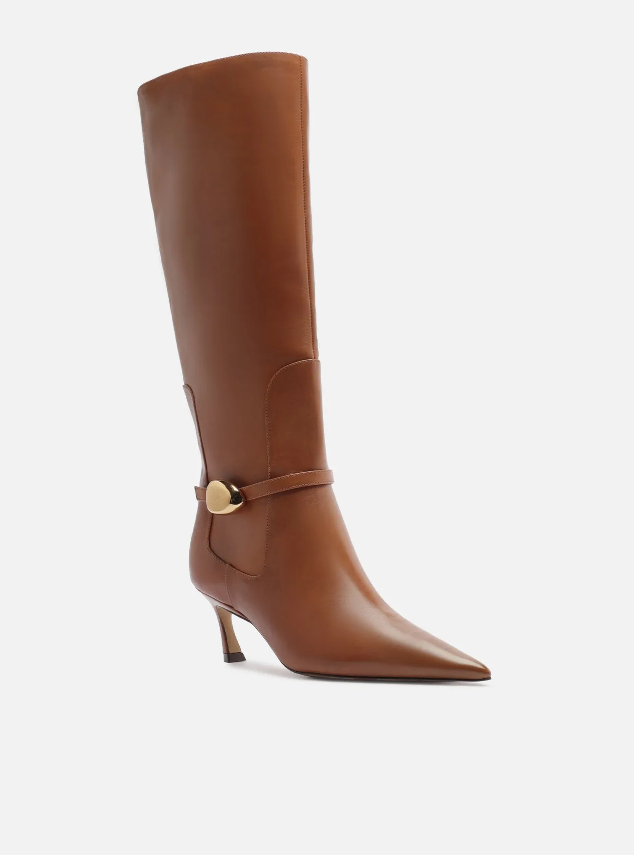 Farrah Low Stiletto Leather Boot Walk Easy Anti Skid