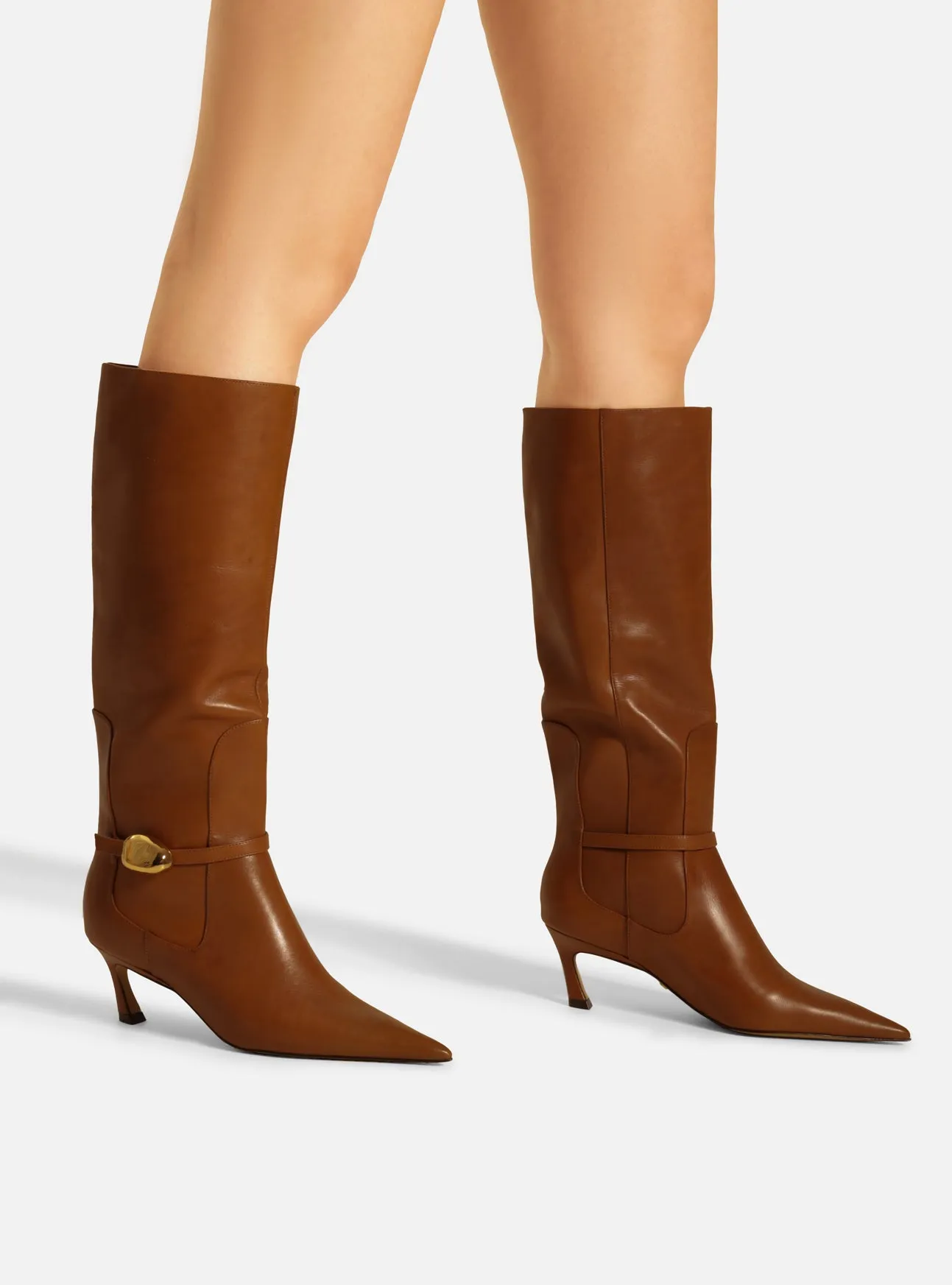 Farrah Low Stiletto Leather Boot Beach Walk Comfort Toe Box